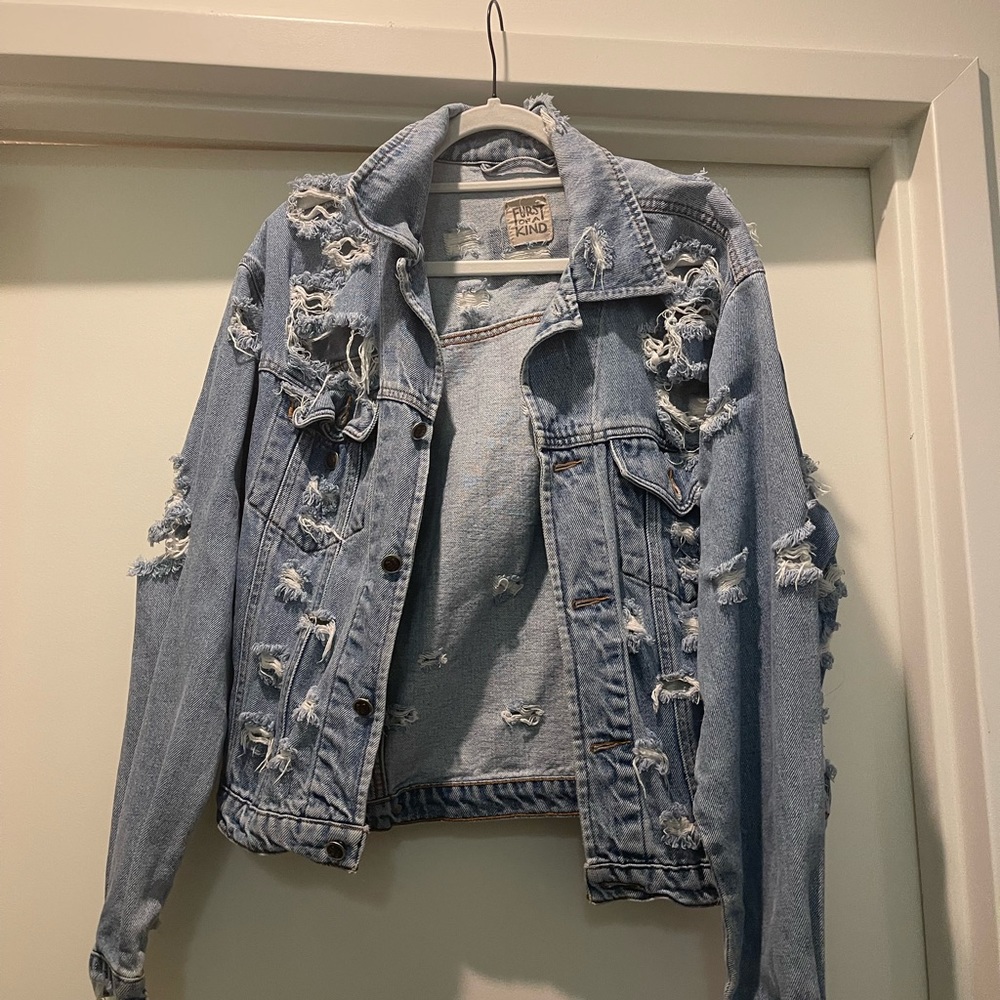LF Furst of a Kind Distressed Oversized Denim Jacket